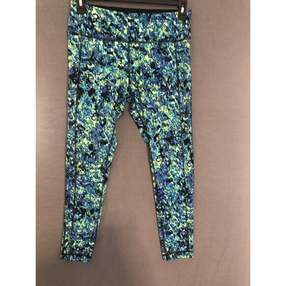 SOMA SPORT Printed High Rise Leggings Athletic Gym Running Ankle Blue Multi M - Picture 1 of 5